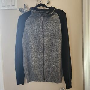 Banana Republic Black and Gray Zip-Up Sweater